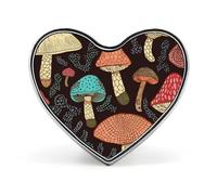 Mushroom Badges Heart with Button Design, Personalized Picture Pin Brooches, Heart Badge Holders for Decorate Hat Shirt Clothing Bag Accessories