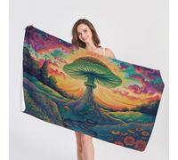 Mushroom Beach Towel, Microfibre Towel, Fantasy Beach Towels, Quick Dry & Sand Free & Lightweight & Super Absorbent Towel for Travel, Gym, Bath, Swimming, Beach Blanket, 100 x 180 cm