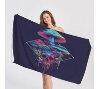 Mushroom Beach Towel, Microfibre Towel, Skull Beach Towels, Quick Dry & Sand Free & Lightweight & Super Absorbent Towel for Travel, Gym, Bath, Swimming, Beach Blanket, 80 x 160 cm