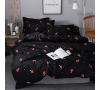 Mushroom Bedding Set Double Girls boys Cute Mushrooms Decor Duvet Cover Reversible Kawaii Cartoon Fungus Botanical Plants Comforter Kids Teens Types of Mushrooms Red Black Bedding Set 2 Pillow Cases