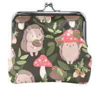 Mushroom Black Leather Coin Purses & Pouches with Buckle and Kiss Closure for Coins, Cute Hedgehog Black, UNITALLA, Cute Hedgehog Black, UNITALLA, Classic, Cute Hedgehog Black, UNITALLA, Classic