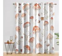 Mushroom Blackout Curtains, 72 Drop, Toadstool Woodland Botanical Printed Curtains for Living Room, Bedroom, Eyelet Drapes for Window Home Decor, 66x72 Inch 2 Panels Q1F1-15