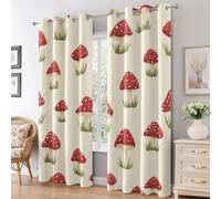 Mushroom Blackout Curtains for Living Room, Kids Plant Mushroom Curtains Bedroom Home Decor, Thermal Eyelet Window Drapes, 2 Panels 54 Drop, 46x54 (W x L) L-C&60