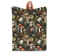 Mushroom Blanket Gifts Floral Weed Flannel Throw Blankets for Home Decor Couch Bed Sofa Soft Fuzzy Lightweight for All Season 80x60 Inches