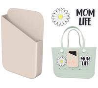 Mushroom Bogg Bag Phone Holder Accessories, Large Silicone Bogg Cell Phone Holder for iPhone 17 16 15 14 13 Pro Max Samsung Galaxy with M L XL Bogg Bags, 2pcs Mom Life/Daisy Bogg Bag Charms