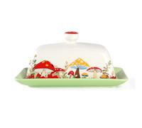 Mushroom Butter Dish With Lid for Countertop,Ceramic Butter Container Mushroom Decor,Butter Tray Large Butter Dish Covered for Cute Kitchen Accessories,Accesorios Para Cocina
