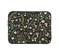 Mushroom Butterfly Dark Green Waterproof Laptop Sleeves 14-16 Inch Padded Quilted Laptop Protector Bag Notebook Case