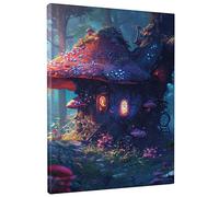 mushroom cabin unframed canvas wall art Enchanted forest fairy core nature plants flower green Wall Art for Bedroom living room office vertical Hanging Removable Art Print wall decor 16x20 inch