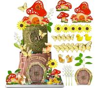 Mushroom Cake Decorations - 28PCS Fairy Cake Topper, Woodland Animals Cakes Decoration, Mushroom Decoration, Butterfly Party Decorations, Baby Shower Cakes Decor Party Supplies,Fairytale Partys Decor