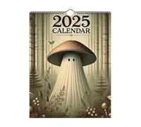 Mushroom Calendar 2025, Funny Ghost Wall Calendar Mushrooms Illustration Calendar Monthly Planner Decorative Wall Calendar For Mushroom Lover