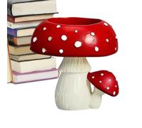 Mushroom Candle Holder - 2.76 x 2.36 Inch Red Resin Statue, Cute Table Decoration Design, Tea Light Candle Holder, Home Decor, Living Room, Bedroom, Mantle Display, Ambient Lighting