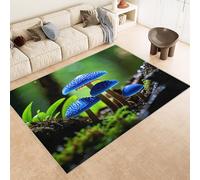 mushroom Carpet Faux Wool blue Vintage Rug Non Slip Large Bedroom Floor Home Decor Carpet, Soft Touch Low Pile Non Shedding (120x180cm)
