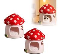 Mushroom Cat Bed Soft Warm Cute Cartoon Mushroom Cow Shape Cat Houses with Cushion Pillow for Indoor Cats Small Dogs, Bed (2pcs)