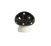 Mushroom Cat Bowl Ceramic Neck Protection Pet Slanted Mouth Anti-collision Black Chin High Feet(Black Mushroom)