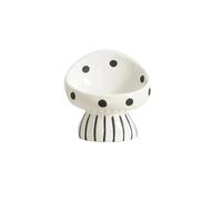 Mushroom Cat Bowl Ceramic Neck Protection Pet Slanted Mouth Anti-collision Black Chin High Feet(White mushrooms)