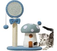 Mushroom Cat Scratching Post, Mushroom Cat Tree, 21.25 Tall Tower with Sisal Scratching Posts & Boards, Hanging Teasing Ball, Cute Cat Climbing Tower for Indoor Cats Large Adult (blue)