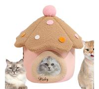 Mushroom Cat Sleeping Nest, Cat Bed with Mushroom Shape, Comfy Pet Cave with Washable Pad, Safe & Cozy, Easy to Clean, 48x48x50cm, Pink/Yellow/Red for Pet