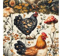 Mushroom Chicken Self Adhesive Wallpaper Plants Flowers Contact Paper Peel and Stick Wallpaper Thicken Waterproof Matte with Sticky Back Canvas Wall Cabinets Furniture Stickers Decorate 0.3×5 m