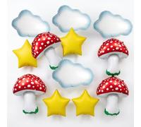 Mushroom Cloud Balloons Set Yellow Star Birthday Party Decorations Pack