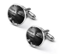 Mushroom Cloud Round Cufflinks for Men Classic Cuff Links Jewellery for Wedding Business Party