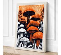 Mushroom Cluster Botanical Canvas Wall Art Print 18x12 Inch