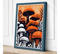Mushroom Cluster Botanical Canvas Wall Art Print 36x24 Inch