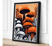 Mushroom Cluster Botanical Canvas Wall Art Print 36x24 Inch