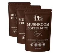 Mushroom Coffee for Focus & Calm Energy - No Jitters, No Crash - Lion’s Mane High Strength Blend, 10 Functional Mushrooms, Arabica Coffee - Purest Health (30 Servings) (Pack of 3)