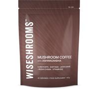 Mushroom Coffee with Lion's Mane & Ashwagandha - Advanced Mushroom Powder | with Cordyceps, Shiitake, Lion's Mane, Reishi, Chaga and Vitamin B12 - Vegan - 100g - 40 Servings - Wiseshrooms