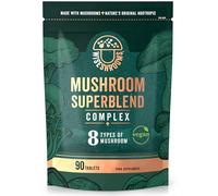 Mushroom Complex 1200mg - 8 Mushroom Blend from Fruiting Bodies | with Lions Mane, Reishi, Cordyceps, and more - High Strength Nootropic Brain Supplement - 90 Vegan Tablets - by Wiseshrooms