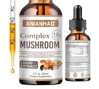 Mushroom Complex 6 1200mg | Mushroom Supplement with Lions Mane, Reishi, Agaricus, Shiitake, Turkey Tails & Maitake | High Strength for Immune, Brain, Focus & Energy | 100% Vegan 60ml