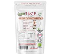Mushroom Complex 6 Organic - HIGH Strength - 30% Polysaccharides - Chaga, Cordyceps, Shiitake, Reishi, Lions Mane, Maitake - Pullulan