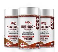 Mushroom Complex Gummies 2500mg - 8 Brain Health Mushrooms Gummies with Ashwagandha Supplement Promotes Calm Focus Memory Mood Immunity & Energy - 60 Count (Halal, Gluten-Free, Vegan)