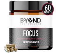 Mushroom Complex Supplement for Focus - Premium Brain Supplement with Ashwagandha, Turmeric, Reishi, & Gotu Kola for Focus & Memory Support - for Women & Men by B-Yond Performance, 60 Capsules