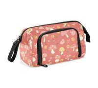 Mushroom Country Style Valentines Pencil Pouches Large Capacity Big Pencil Case with Handle for Nurse Preppy School Supplies