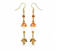 Mushroom Dangle Earrings for Women Gold Tone Maple Leaf Drop Earrings Boho Fall Jewelry for Thanksgiving Outfits Birthday Gift, M, Zinc, No Gemstone