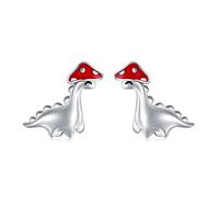 Mushroom Dinosaur Earrings for Womens Hypoallergenic 925 Sterling Silver Cute Animal Stud Earring Tiny Dino Mushroom Stud Earrings Jewelry Gifts for Women, Sterling Silver, No Gemstone