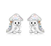 Mushroom Dinosaur Stud Earrings 925 Sterling Silver Opal Mushroom Dino Earrings Dinosaur Jewellery for Women