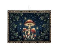 Mushroom Dish Drying Mats for Kitchen Counter, Vintage Forest Absorbent Dish Mat, Autumn Fanciful Microfiber Drying Pad for Coffee Bar Protector 18x24 Inch
