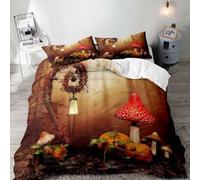 Mushroom Duvet Cover Funny Snail and Glowing Butterfly Bedding Set Enchanted Wonderland Fairy Tale Frog Floral Botanical Quilt Cover for Kid Girls Room Decor 3Pcs (Color 13,Super King:220x260cm(3Pcs))