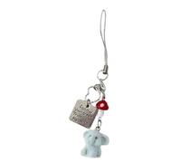 Mushroom Elephant Keychain Stylish Resin Alloy Design Universal Phone Key Decoration for Women Resin Alloy Phone Charm, フリーサイズ