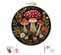 Mushroom Embroidery Kit for Beginners Complete | All-in-One Hand Embroidery Set with Hoops, Pre-Printed Fabric, Threads & Step-by-Step Guide | Creative Craft Gift for Adults & Teens (little mushroom)