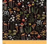 Mushroom Fabric by The Yard,Natural Plant Wild Moth Snail Leaves Fabric for Upholstery and Home DIY Projects,Jungle Style Decorative for Arts DIY Sewing,3 Yards