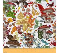 Mushroom Fabric by The Yard,Trippy Mushrooms Upholstery Fabric for Chairs Sofa Sewing,Jungle Rustic Wild Plants Leaves Waterproof Fabric for Upholstery and Home DIY Projects,1 Yard