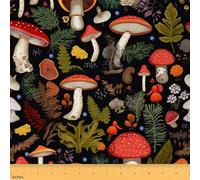 Mushroom Fabric by The Yard Watercolor Botanical Natural Leaves Fabric for Kids Sewing Supplies Cute Wild Jungle Plants Rustic Style Fabric for Room Decor and DIY Upholstery 1 Yard
