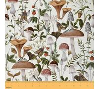 Mushroom Fabric by The Yard Watercolor Green Botanical Leaves Fabric for Kids Sewing Supplies Cute Strawberry Wild Moth Jungle Plants Fabric for Room Decor and DIY Upholstery 2 Yards