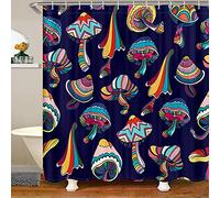 Mushroom Fabric Shower Curtain,Magic Mushroom Wild Plant Shower Curtain for Kids Boys Girls,Fairy Tale Colorful Waterproof Shower Curtain for Bathroom,72 Inch Long