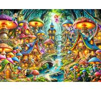 Mushroom Fairies Jigsaw Puzzle 1000 Piece by Vermont Christmas Company - Fairy Puzzles for Adults & Families - Fully Interlocking & Randomly Shaped Pieces - 26 5/8" x 19 1/4"