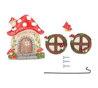 Mushroom Fairy House Retro Style Vibrant Colors Lifelike Visual Effect Garden Decor Statue for Trees