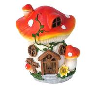 Mushroom Fairy House with Solar Lights Resin Garden Onament Solar Powered Mushroom House Figurines Garden Decor for Patio Yard Home Household Product